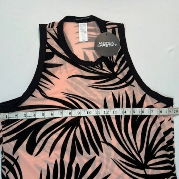 Andrew Christian Size L Sheer Mesh Tank Top - Pink Sand/Black - Picture 2 of 8